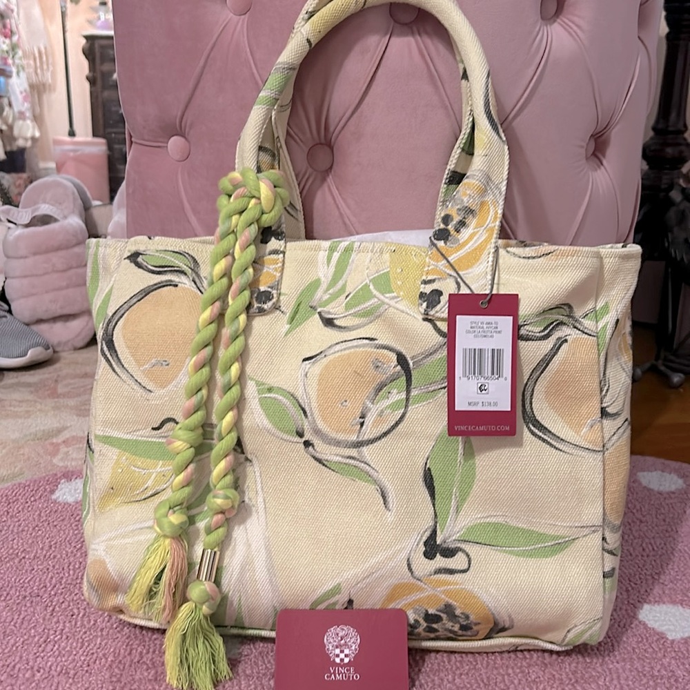 Vince Camuto La Fruitta Print Canvas Tote Purse